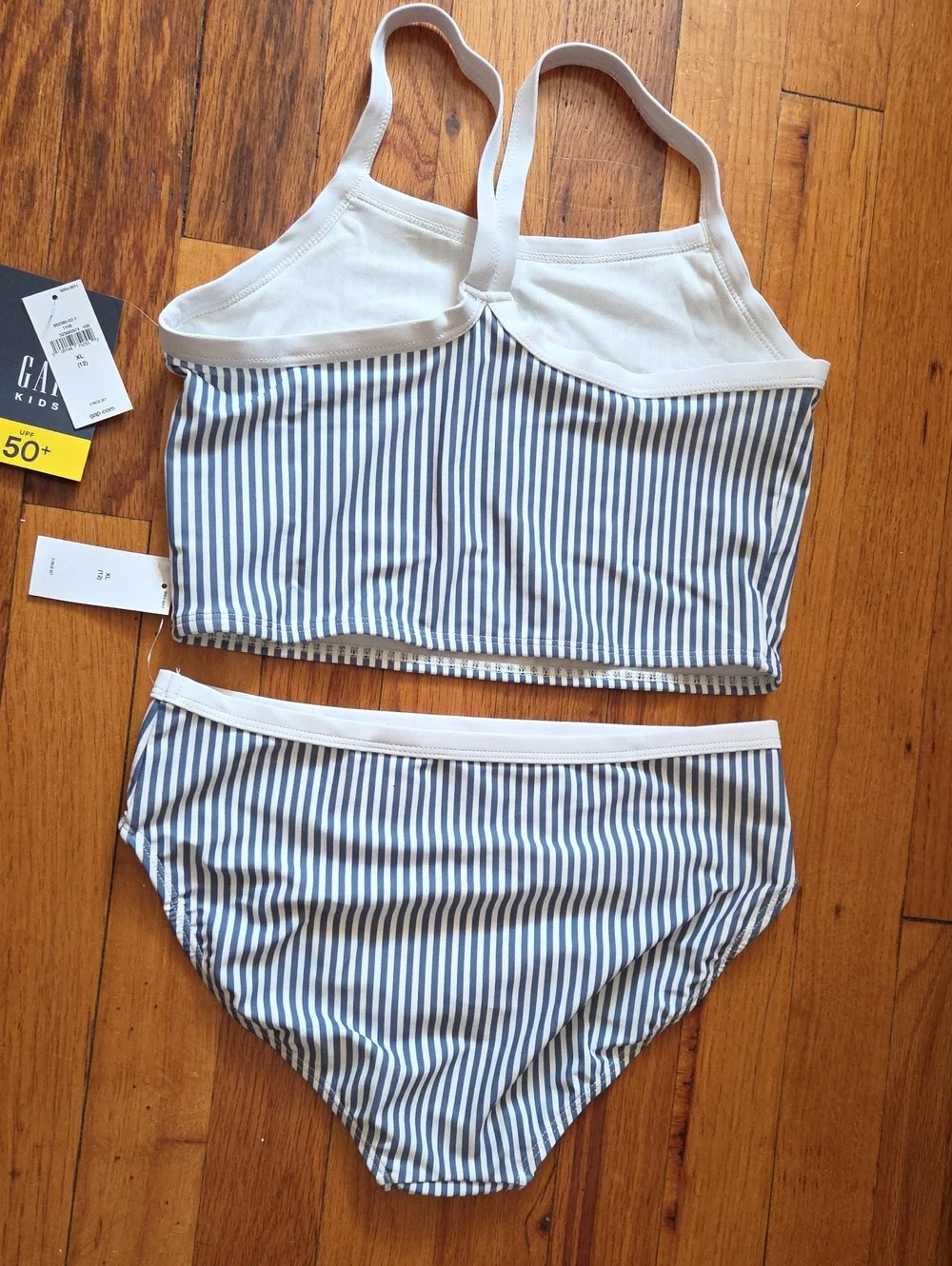 GAP Blue & White Striped Girls Two-Piece Swim Set with Cherry Patch - Picture 4 of 6